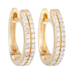 LB Exclusive 14k Yellow Gold 0.25 Ct Diamond Huggie Hoop Earrings