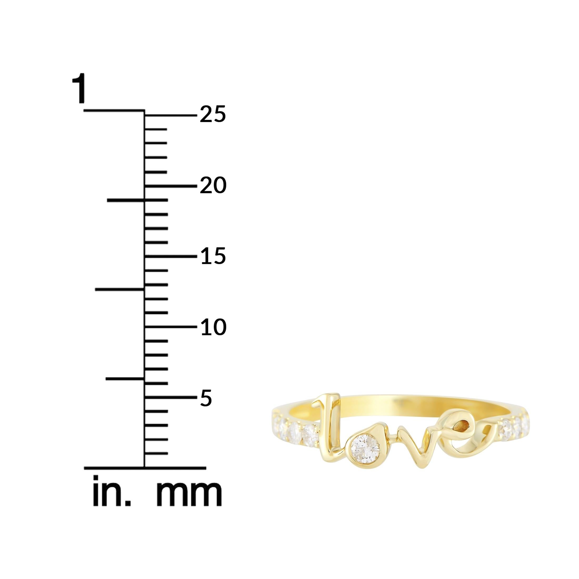Women's LB Exclusive 14K Yellow Gold 0.25 Ct Diamond Love Ring For Sale