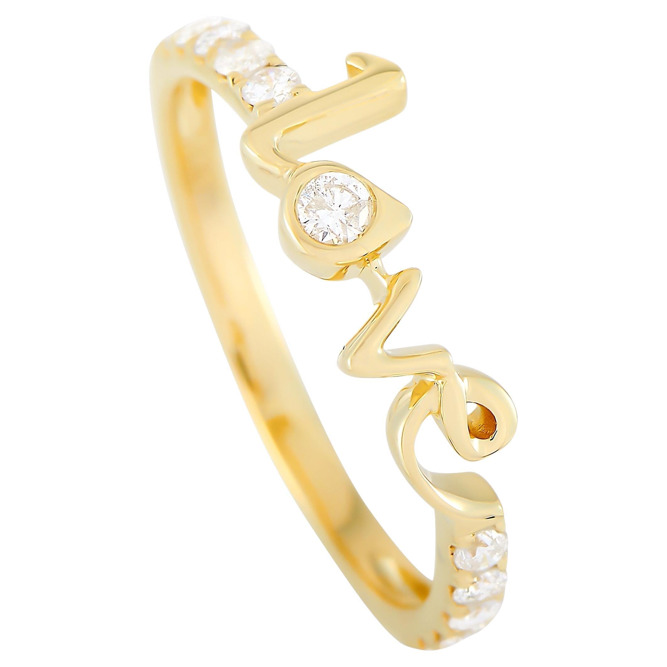 LB Exclusive 14K Yellow Gold 0.25 Ct Diamond Love Ring