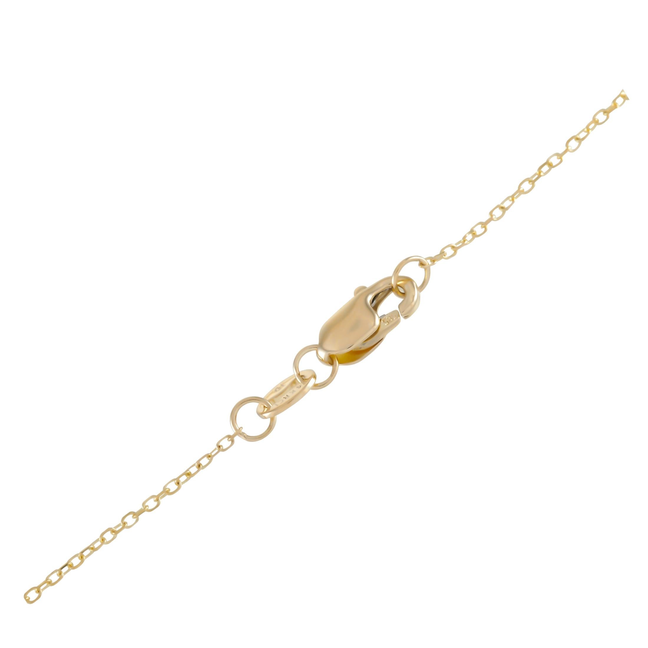 Round Cut LB Exclusive 14 Karat Yellow Gold 0.25 Carat Diamond Pendant Necklace