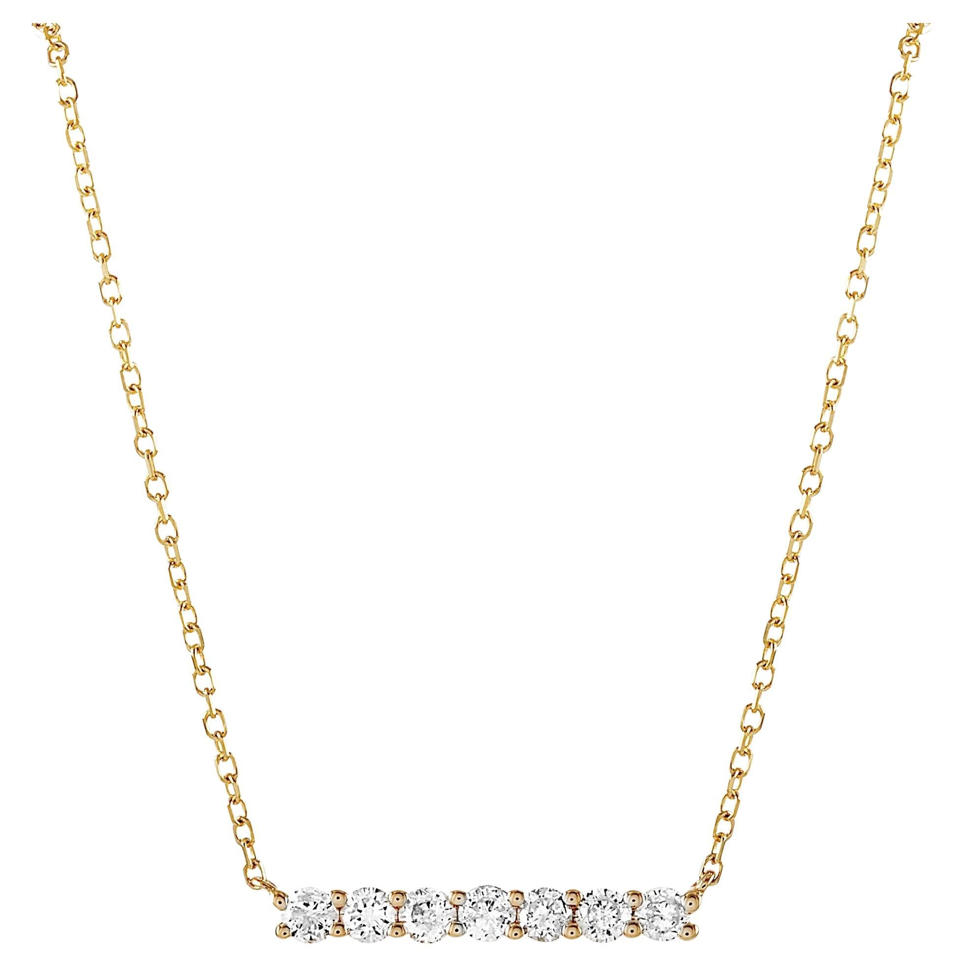 LB Exclusive 14K Yellow Gold 0.25 Ct Diamond Pendant Necklace For Sale