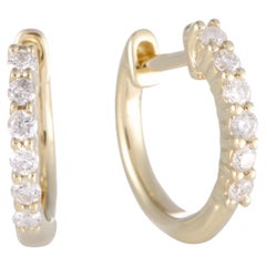 LB Exclusive 14K Yellow Gold 0.25 ct Diamond Small Hoop Earrings