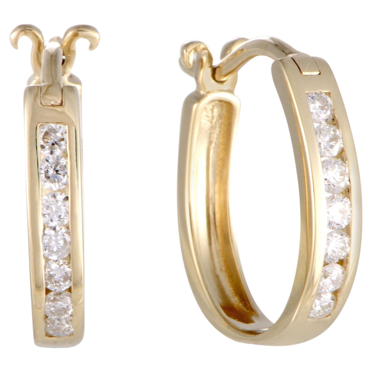LB Exclusive - Boucles d'oreilles en or jaune 14 carats avec petit diamant ovale 0,25 carat