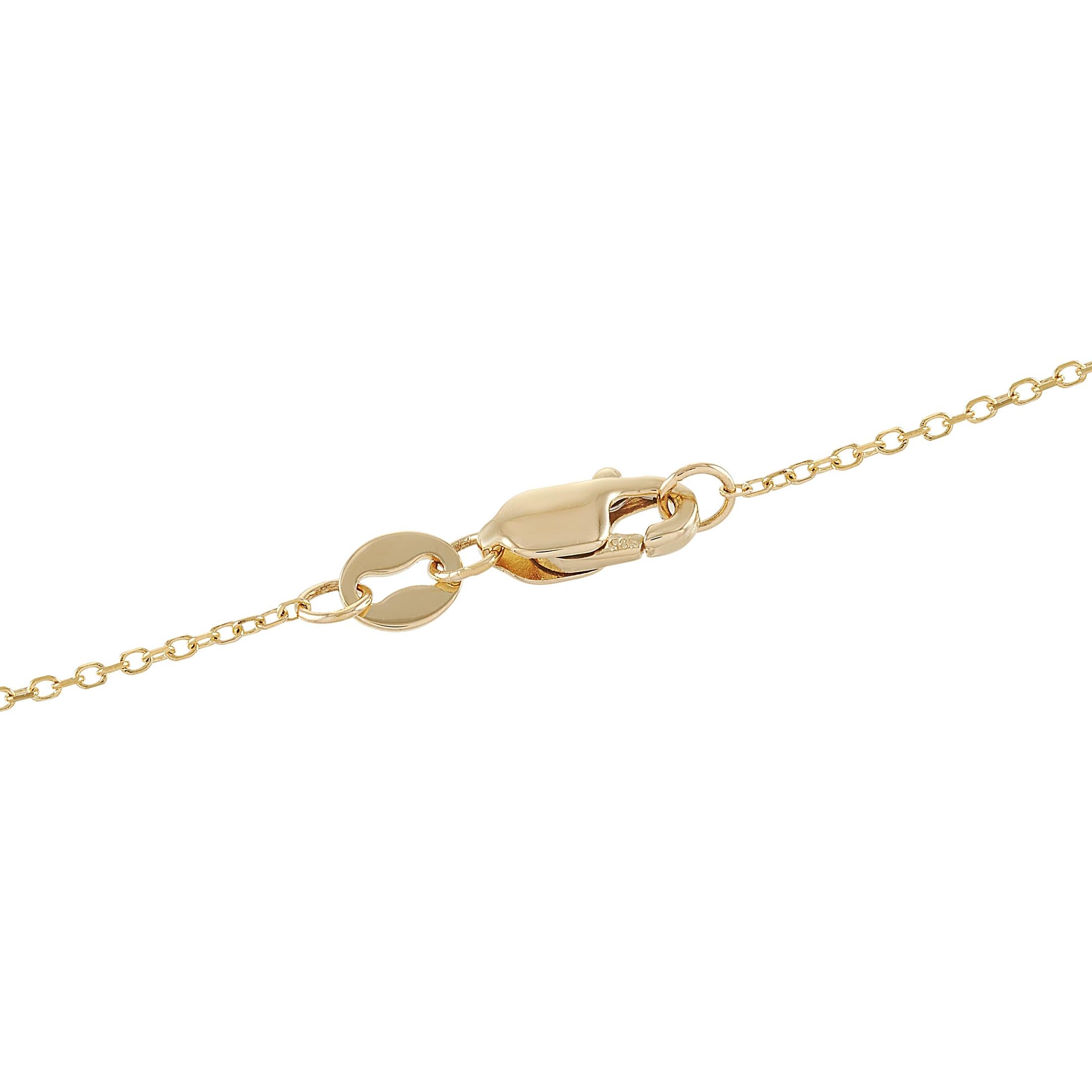 Round Cut LB Exclusive 14k Yellow Gold 0.25 Carat Diamond Bar Necklace For Sale