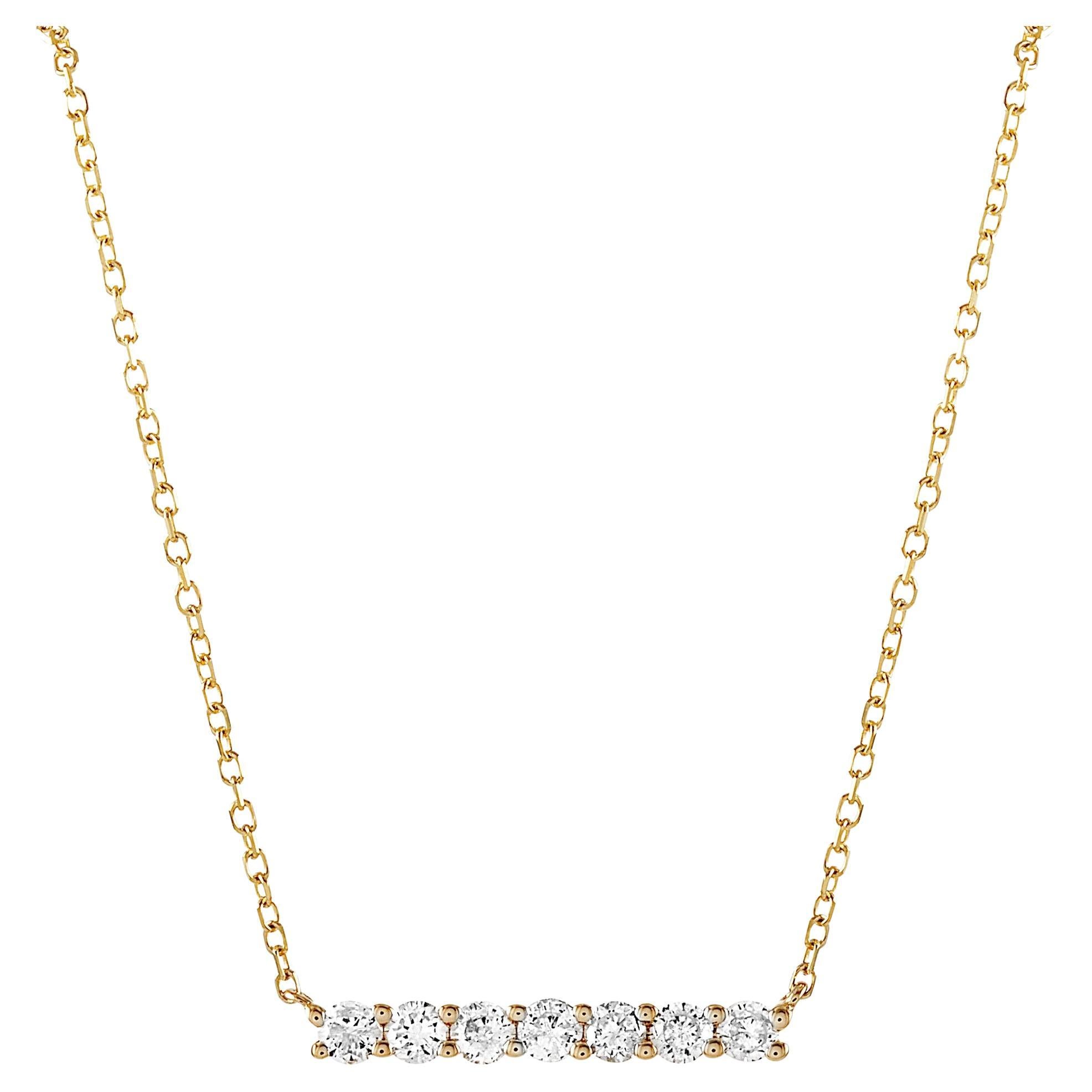 Lb Exclusive 14k Yellow Gold 0.25 Carat Diamond Bar Necklace For Sale
