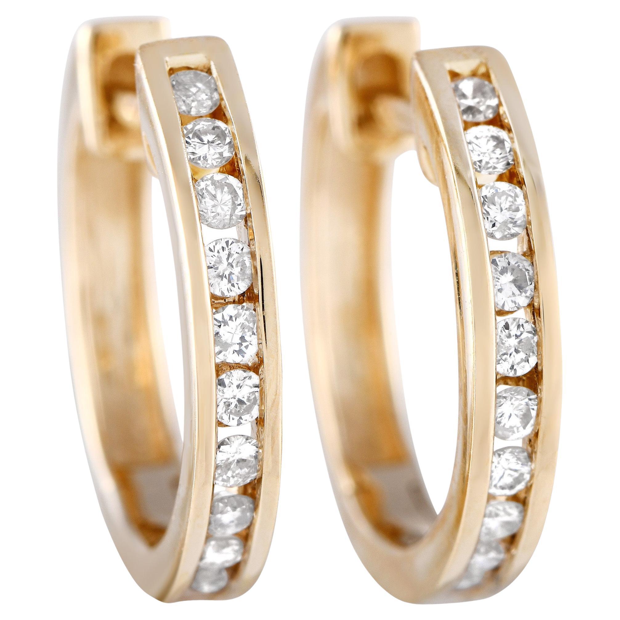14K Yellow Gold-Plated Hoop Earrings – Sterling Silver Base – 1.2 Inch – Goldum NYC