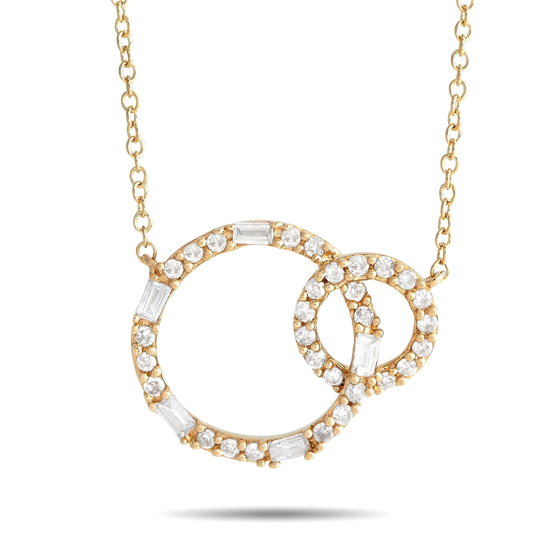 LB Exclusive Collier double cercle en or jaune 14 carats et diamants 0,25 carat Neuf - En vente à Southampton, PA