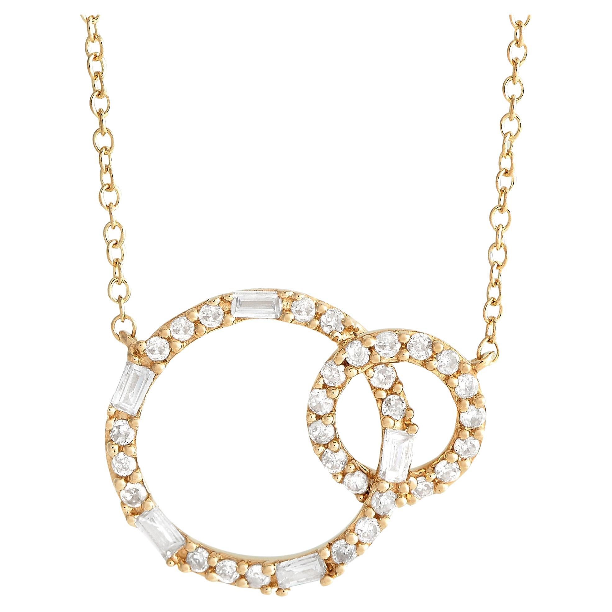 LB Exclusive 14K Yellow Gold 0.25ct Diamond Double Hoop Necklace