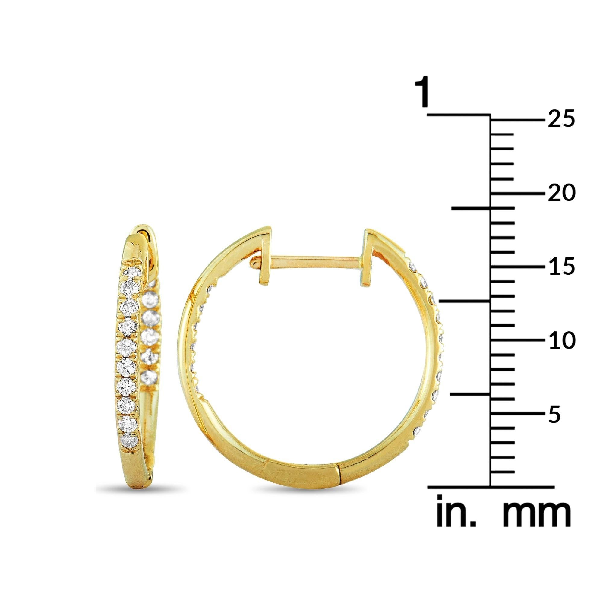 Lb Exclusive 14k Yellow Gold 0.25 Carat Diamond Hoop Earrings In New Condition For Sale In Southampton, PA