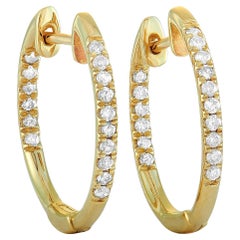 Lb Exclusive 14k Yellow Gold 0.25 Carat Diamond Hoop Earrings