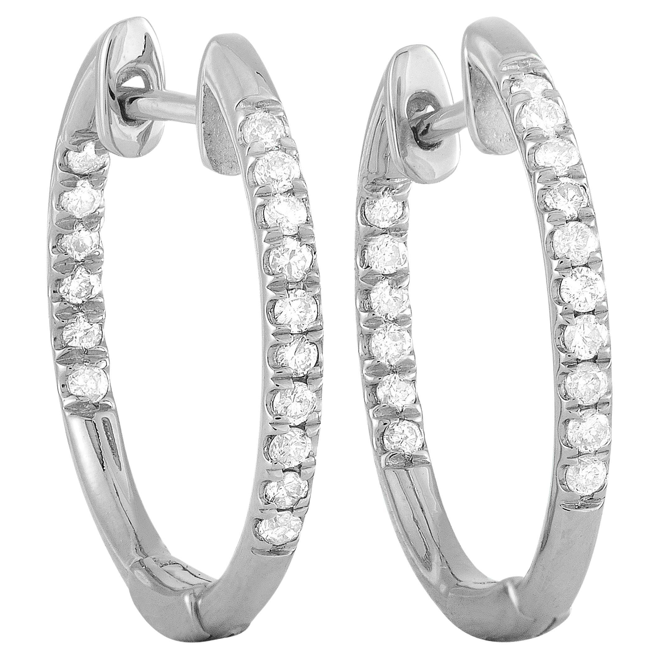 LB Exclusive 14k Yellow Gold 0.25 Carat Diamond Inside-Out Hoop Earrings For Sale