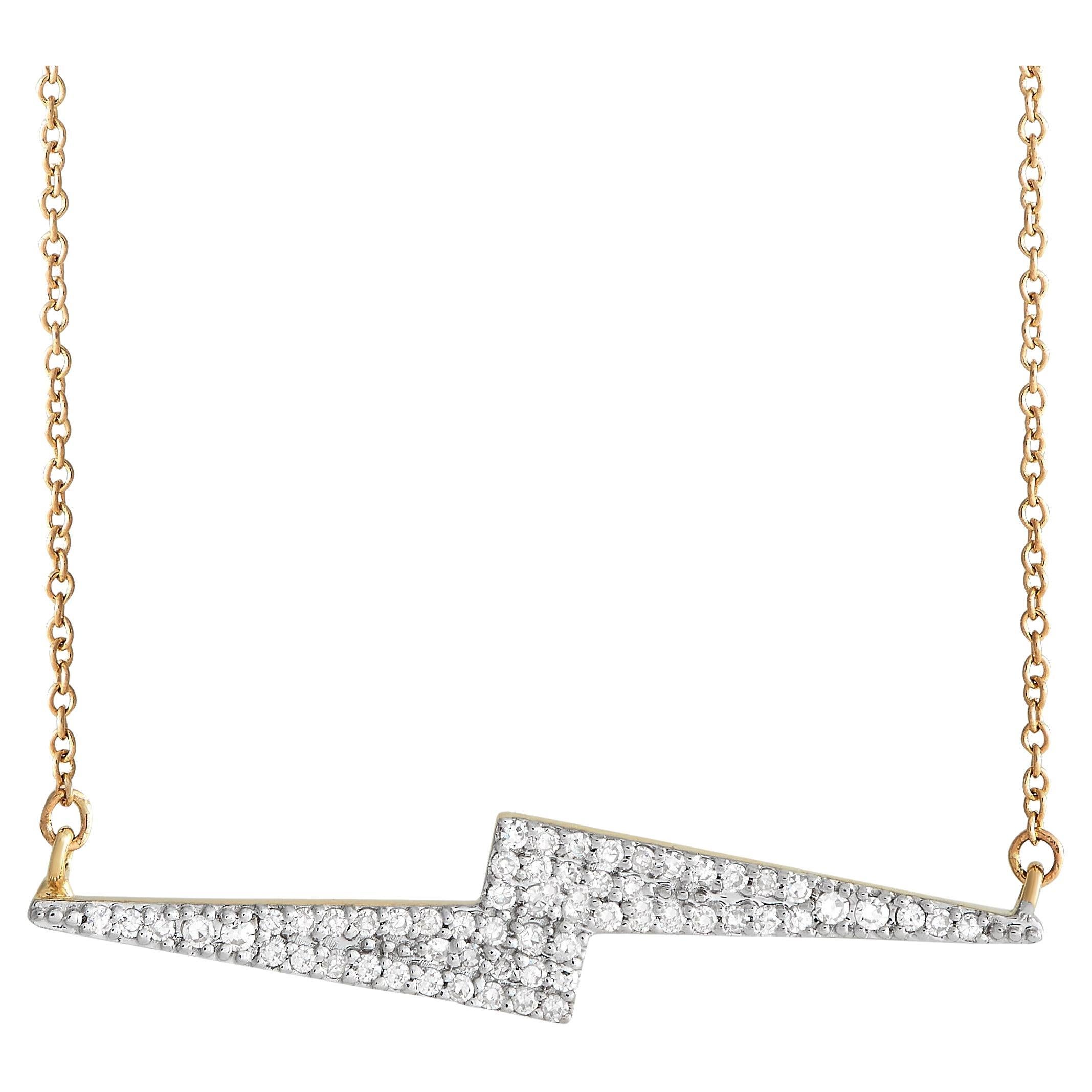 LB Exclusive 14K Yellow Gold 0.25ct Diamond Lightning Bolt Necklace