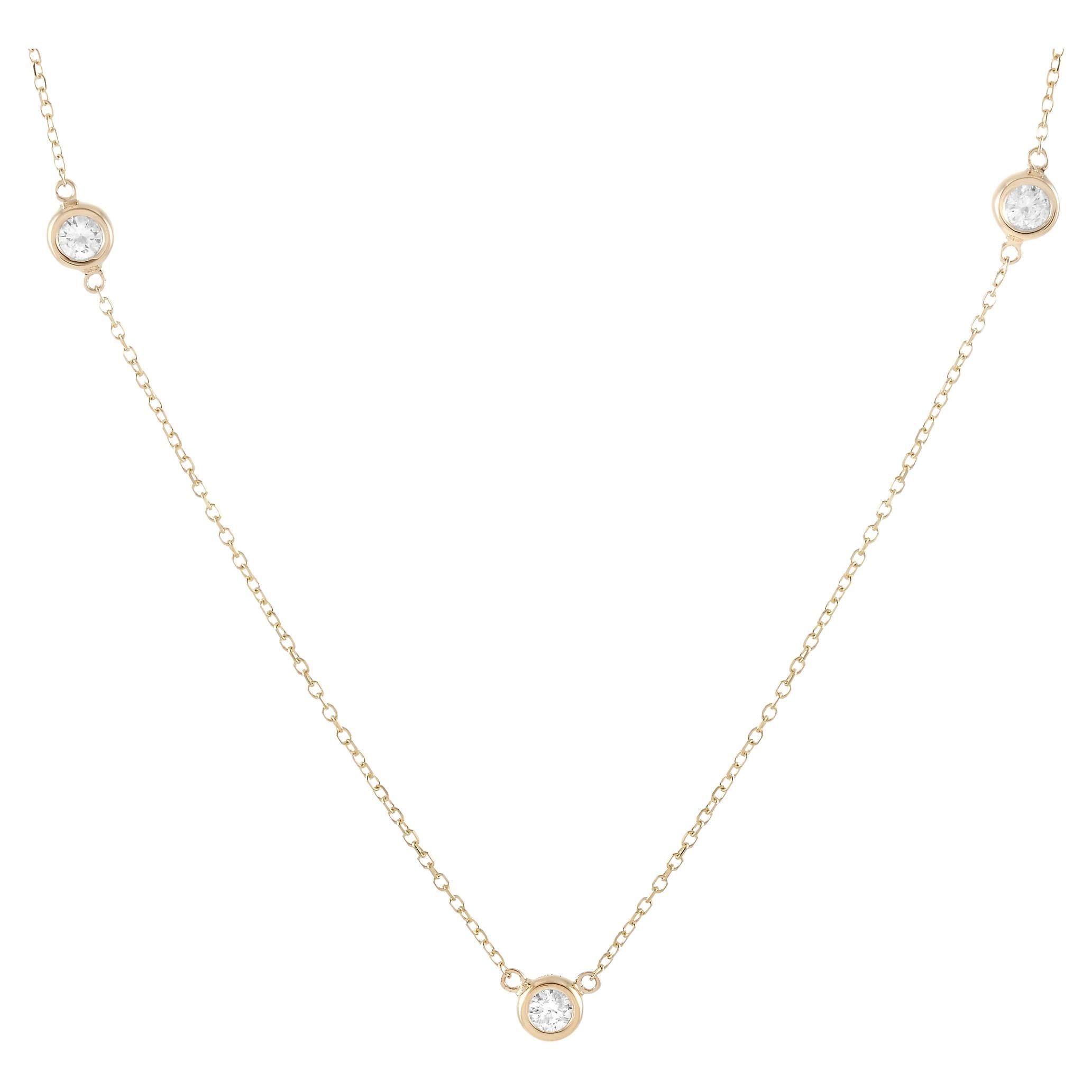 Lb Exclusive 14k Yellow Gold 0.25 Carat Diamond Necklace For Sale