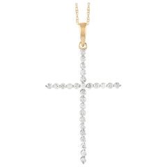 LB Exclusive 14K Yellow Gold 0.26 Ct Diamond Cross Pendant Necklace LB Exclusive 14K Yellow Gold 0.26 Ct Diamond Cross Pendant Necklace