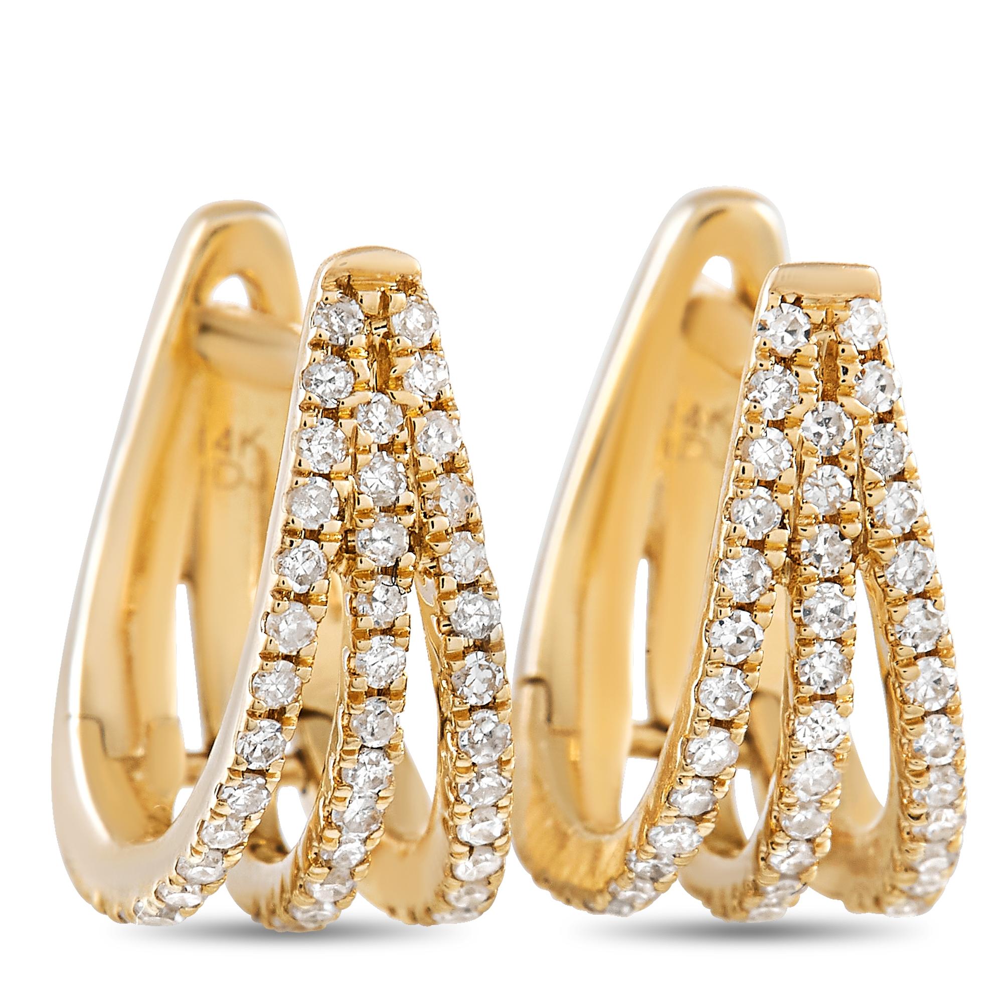 LB Exclusive 14K Yellow Gold 0.26 Ct Diamond Earrings In New Condition In Southampton, PA