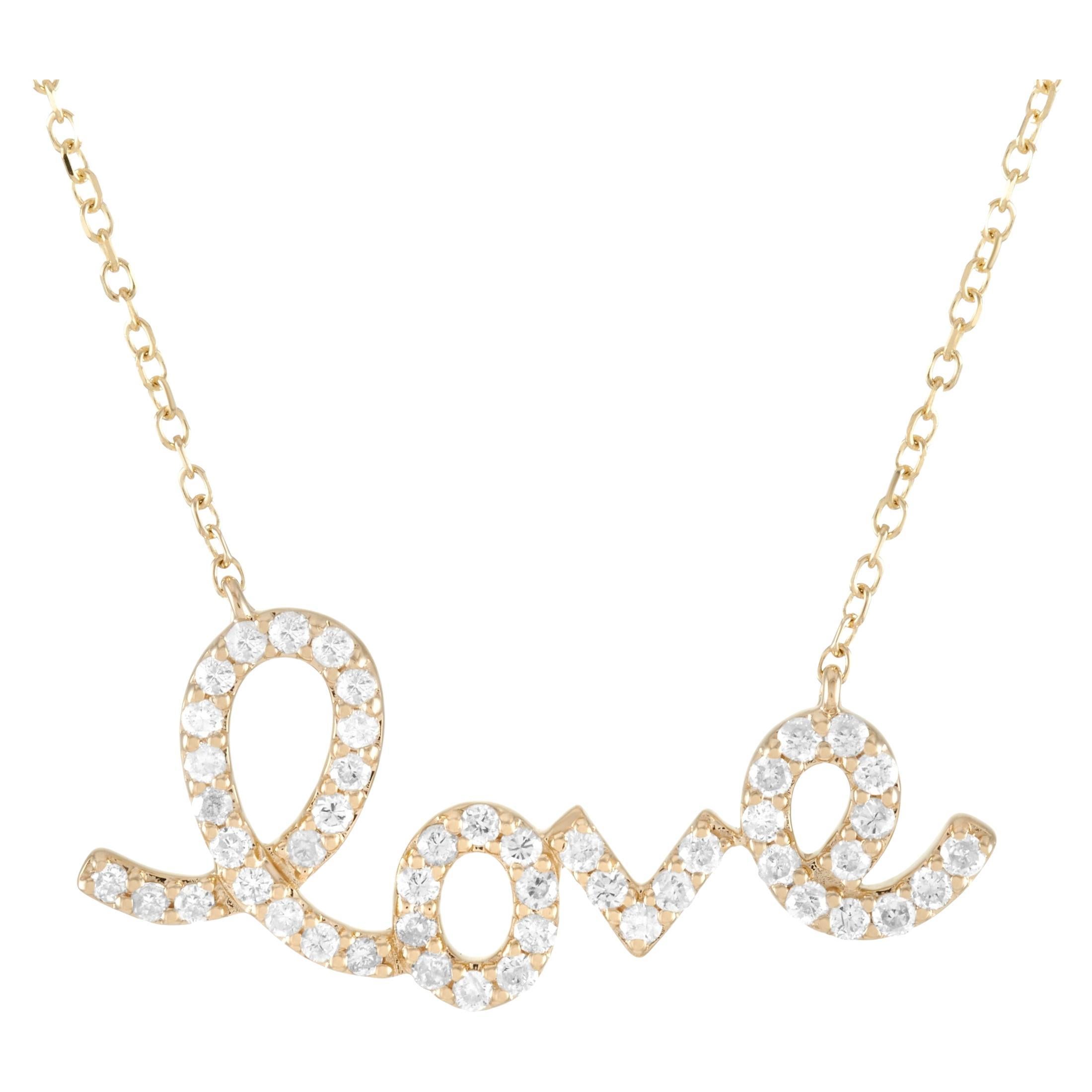 LB Exclusive 14K Yellow Gold 0.26 ct Diamond Love Pendant Necklace