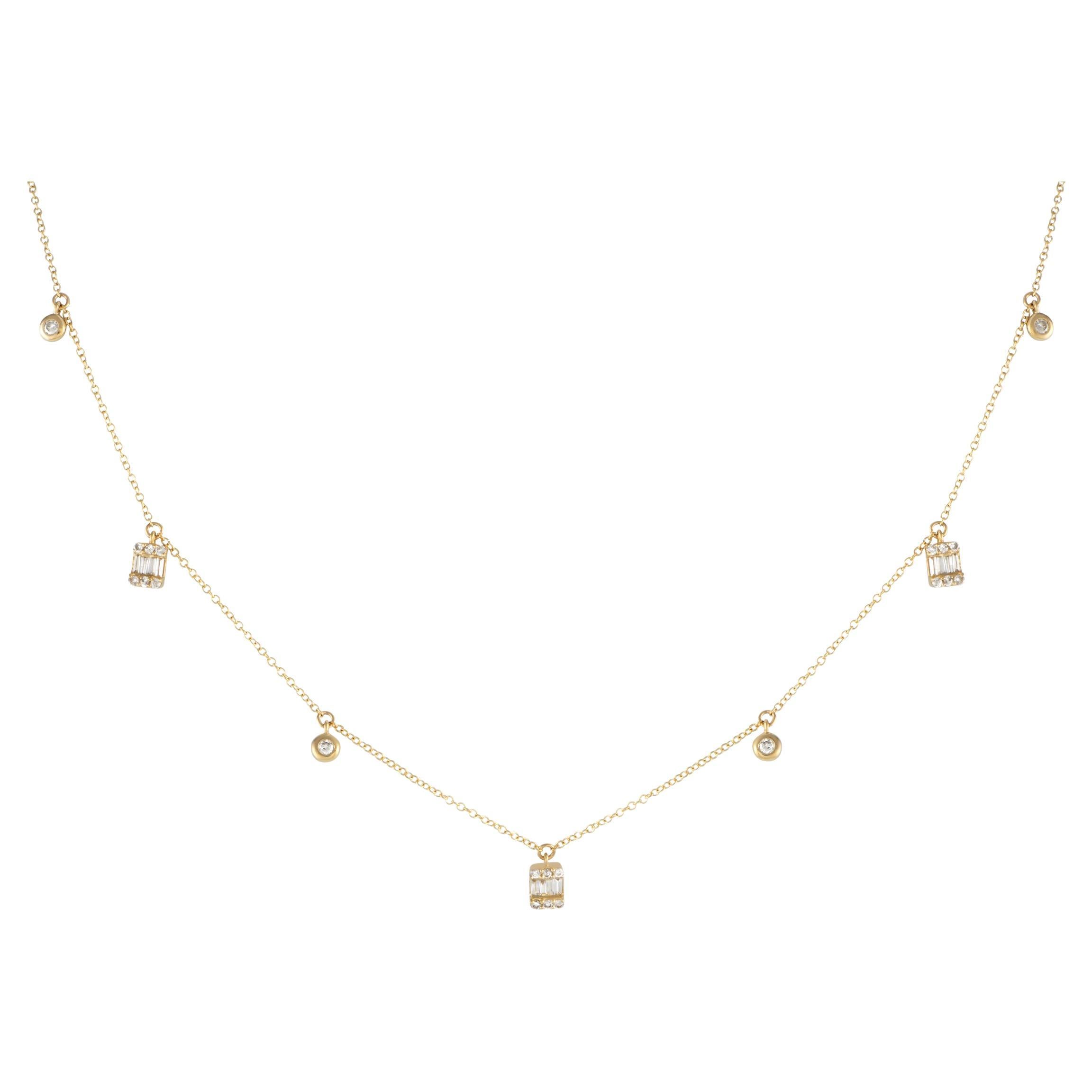 LB Exclusive 14K Yellow Gold 0.26ct Diamond Station Necklace NK01349