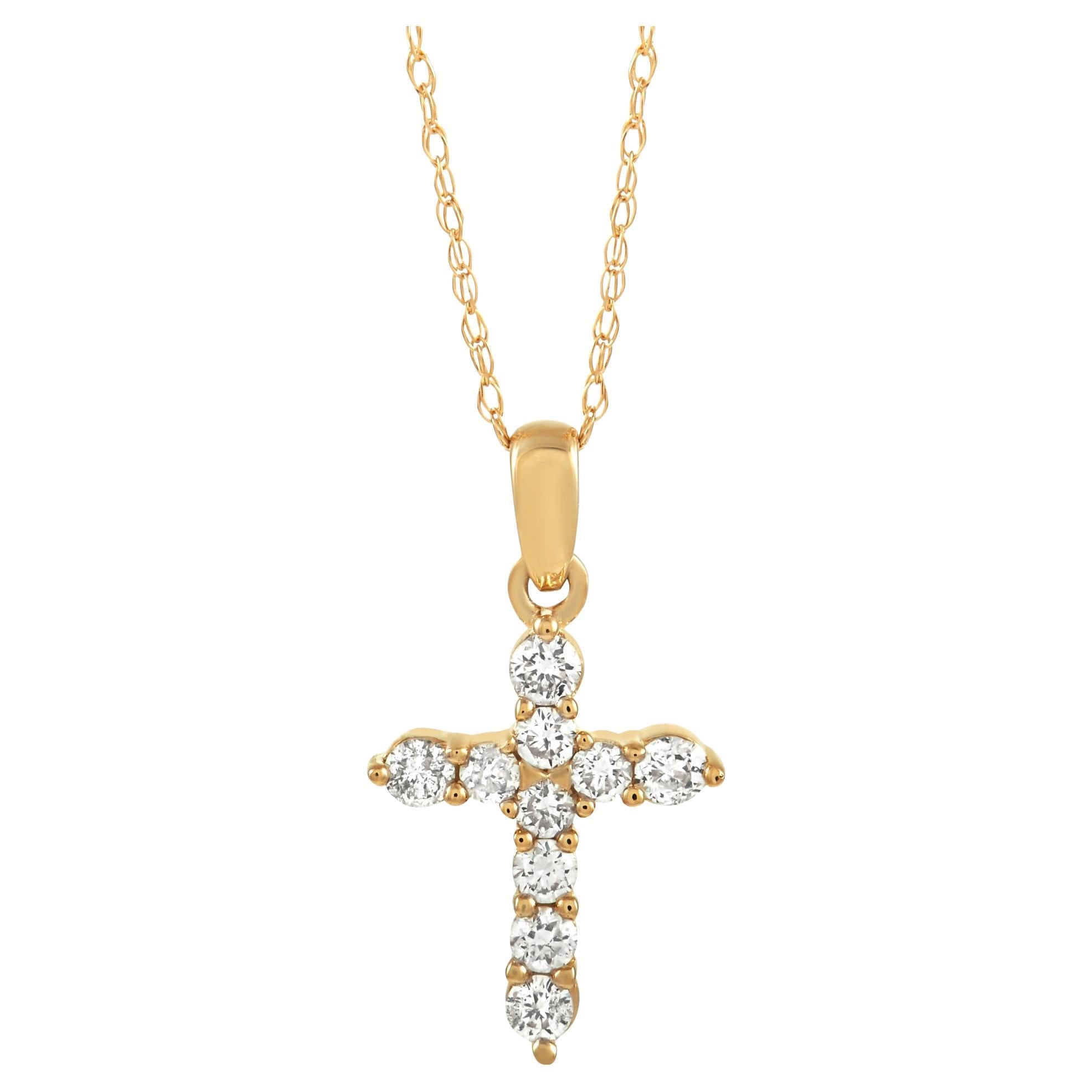 LB Exclusive 14K Yellow Gold 0.27 ct Diamond Cross Necklace