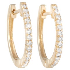 LB Exclusive 14k Yellow Gold 0.27 Carat Diamond Hoop Earrings