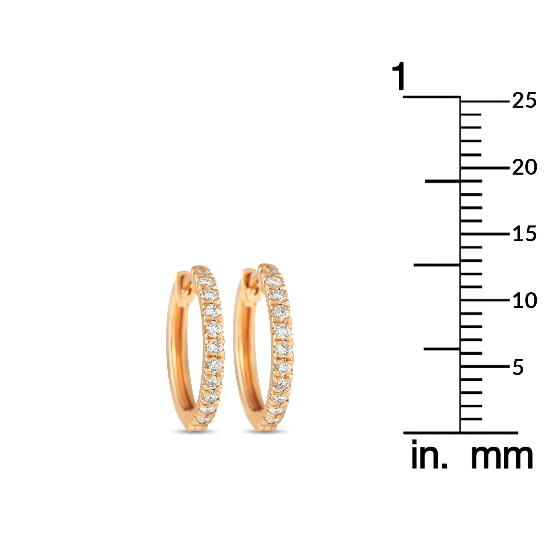 Round Cut LB Exclusive 14k Yellow Gold 0.28ct Diamond Hoop Earrings