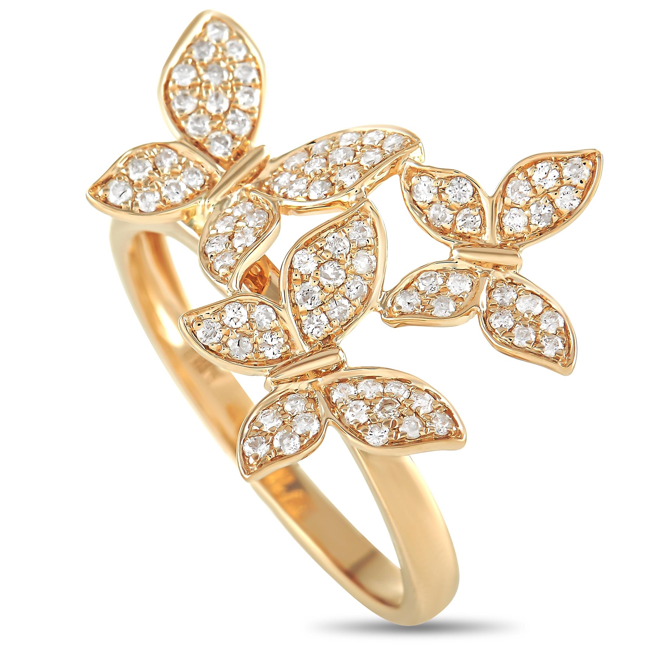 LB Exclusive 14k Yellow Gold 0.30 Carat Diamond Butterfly Ring In New Condition For Sale In Southampton, PA