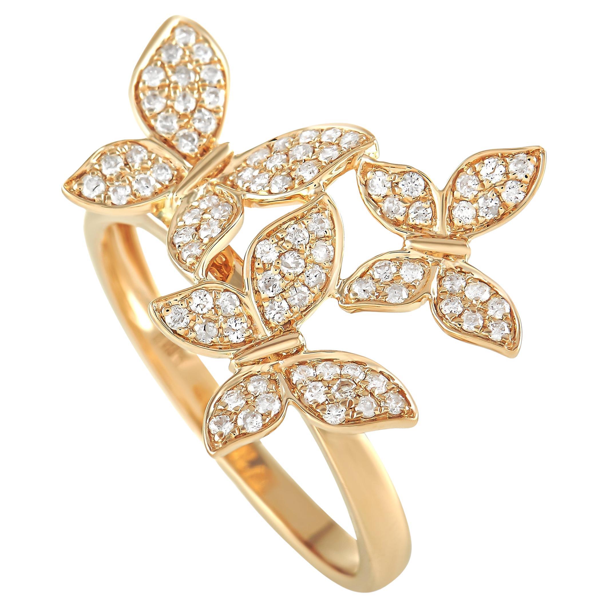 LB Exclusive 14K Yellow Gold 0.30 Ct Diamond Butterfly Ring