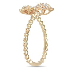 LB Exclusive 14K Yellow Gold 0.30 Ct Diamond Flower Wrap Around Ring