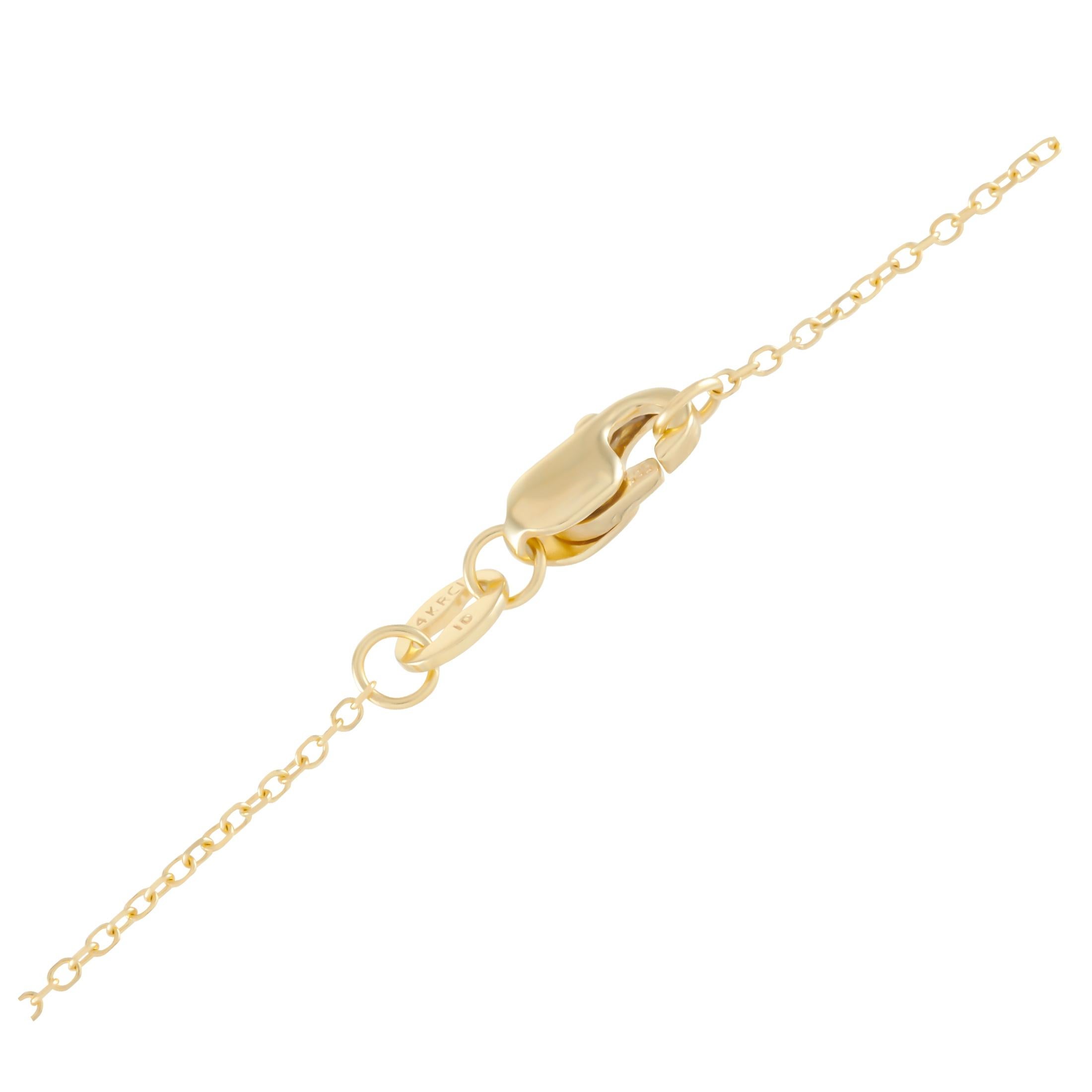 Round Cut LB Exclusive 14 Karat Yellow Gold 0.30 Carat Diamond Pendant Necklace For Sale