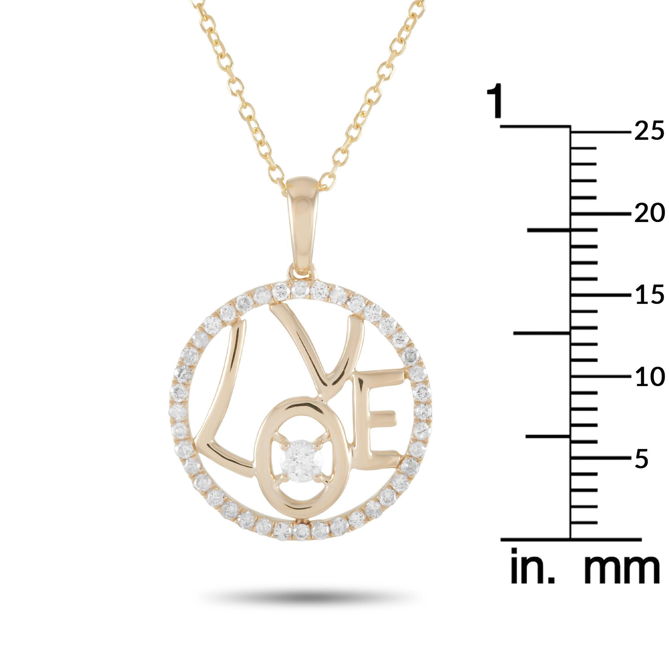 LB Exclusive 14 Karat Yellow Gold 0.30 Carat Diamond Pendant Necklace In New Condition For Sale In Southampton, PA