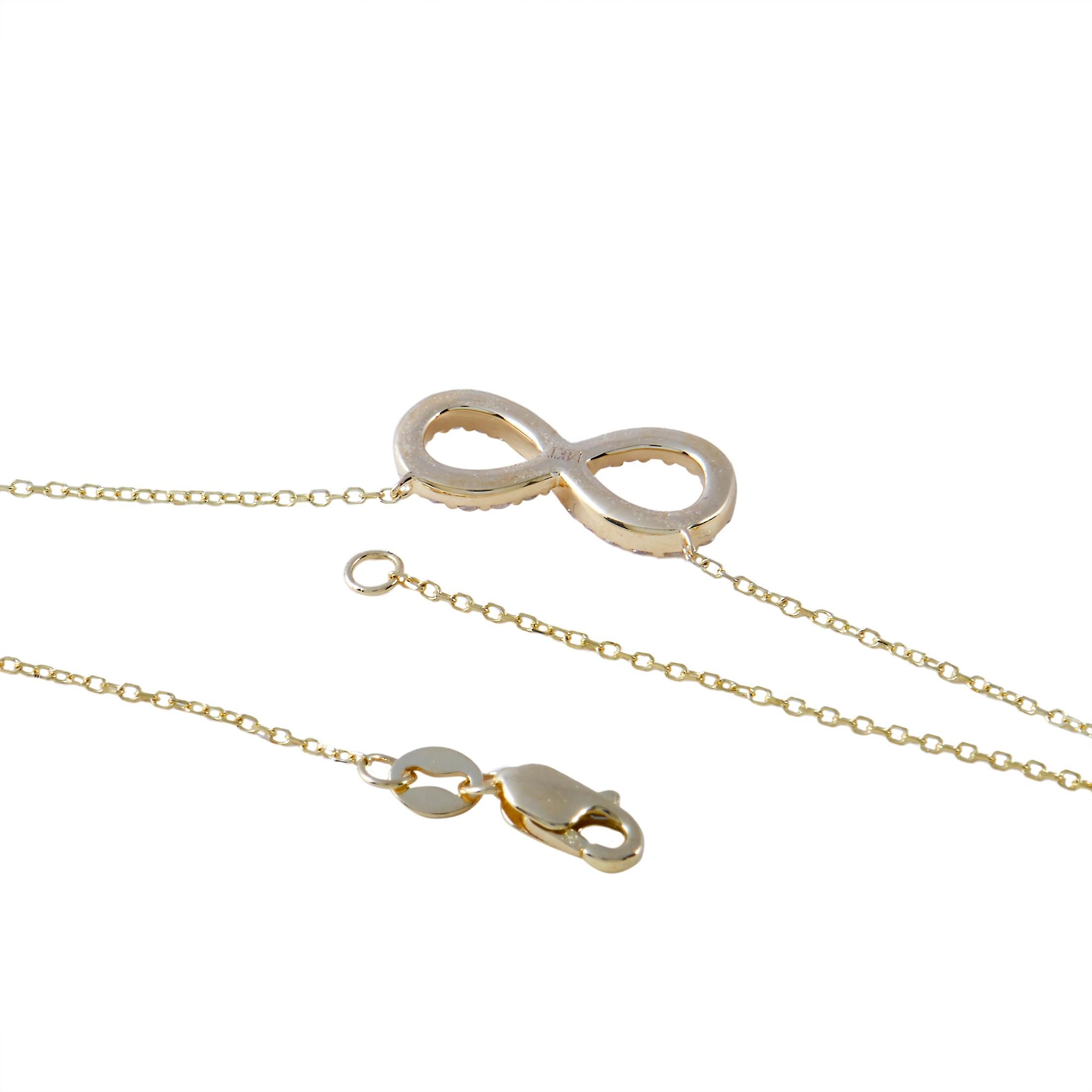 LB Exclusive 14k Yellow Gold 0.30ct Diamond Infinity Symbol Necklace In New Condition For Sale In Southampton, PA