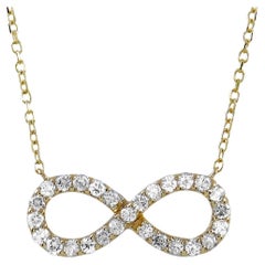 LB Exklusive Halskette, Unendlichkeitssymbol, 14 Karat Gelbgold 0,30 Karat Diamant
