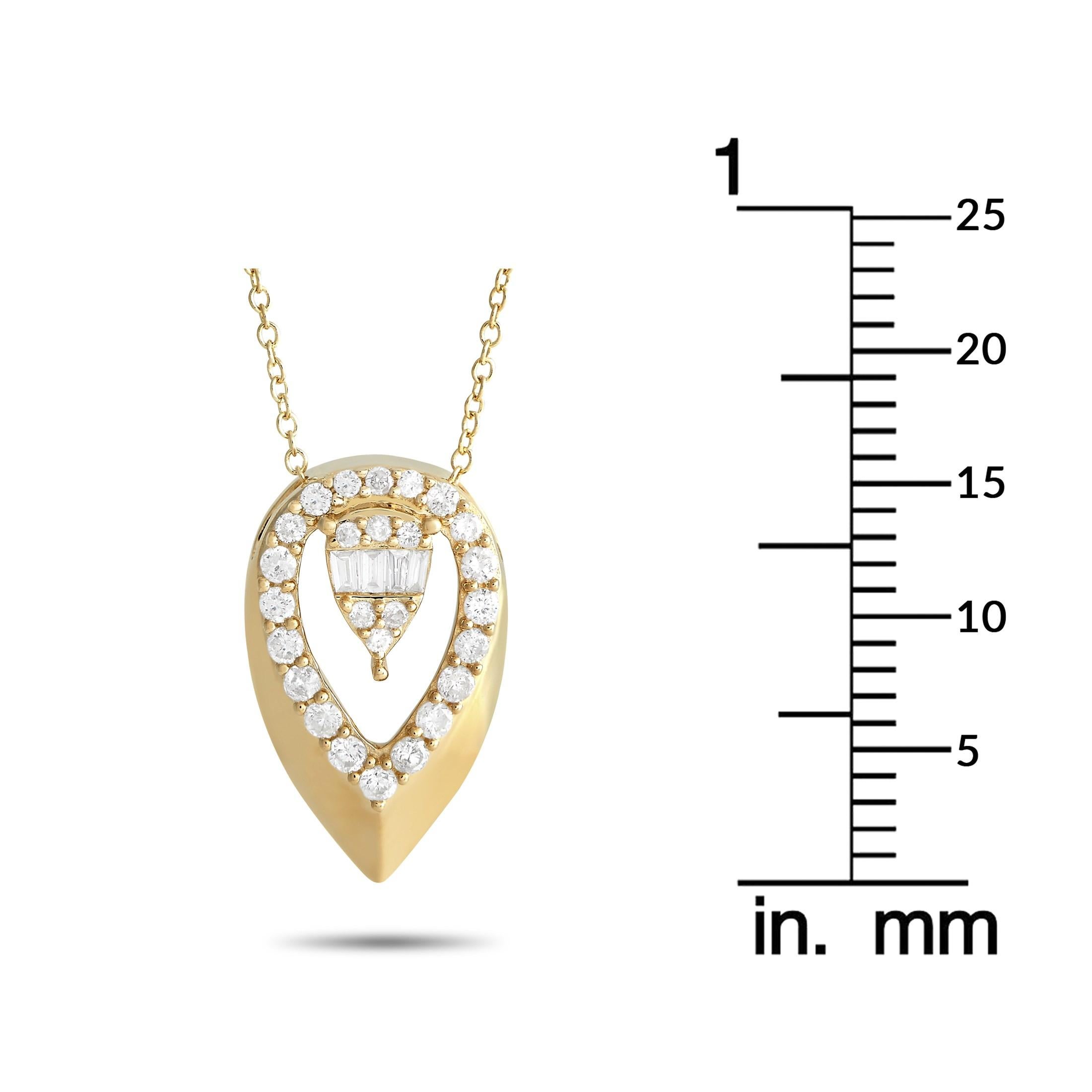 Taglio misto LB Exclusive Collana a goccia con diamanti in oro giallo 14K da 0,30 carati in vendita