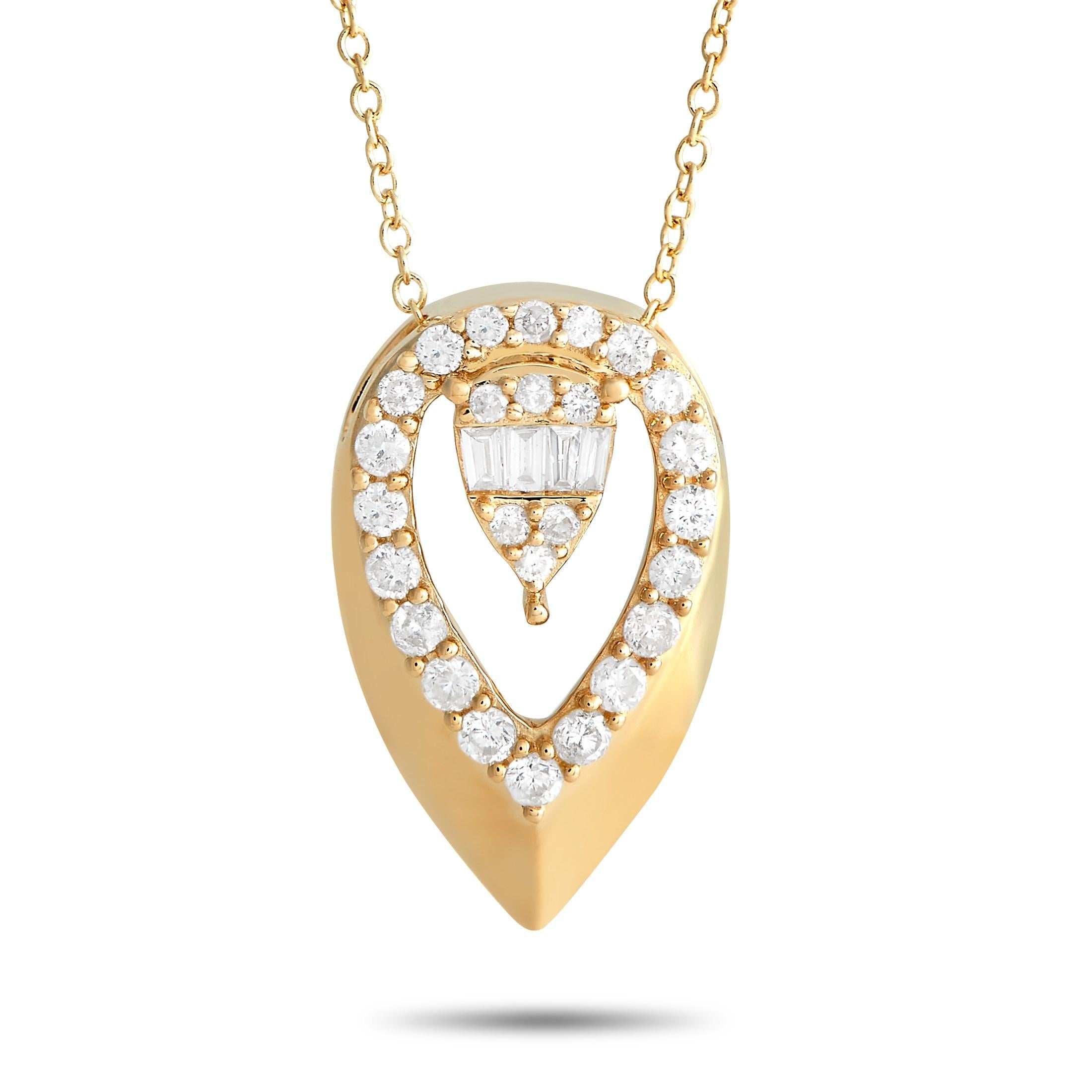 LB Exclusive 14K Yellow Gold 0.30ct Diamond Teardrop Necklace In New Condition For Sale In Southampton, PA