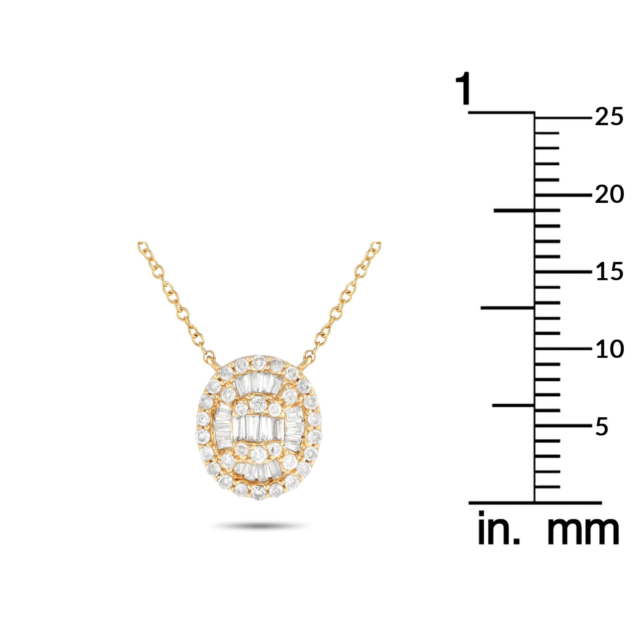 Mixed Cut LB Exclusive 14K Yellow Gold 0.31ct Diamond Cluster Necklace PN14719 For Sale