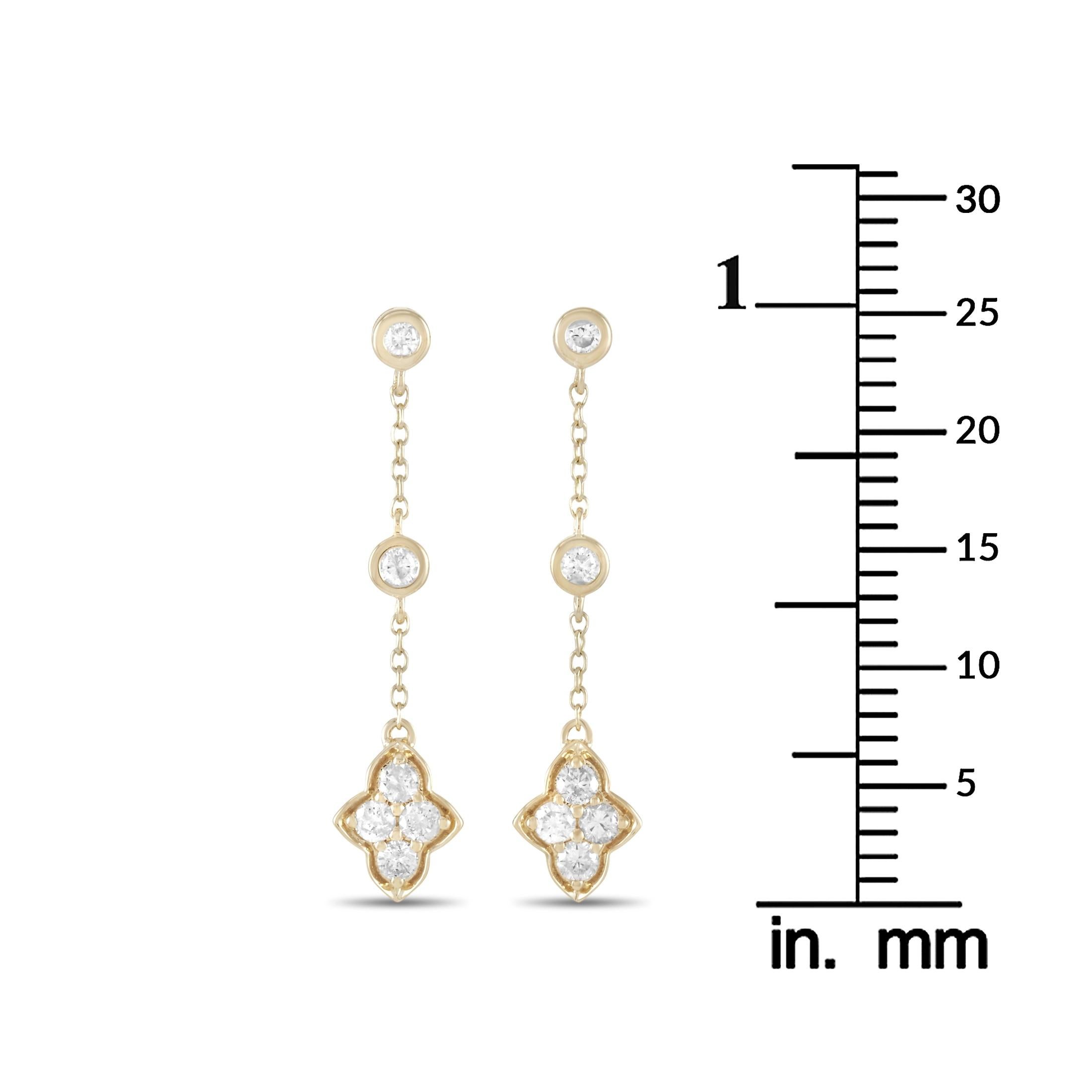 Round Cut LB Exclusive 14K Yellow Gold 0.33 Ct Diamond Earrings For Sale