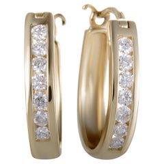 LB Exclusive 14K Yellow Gold 0.33 ct Diamond Small Oval Hoop Earrings