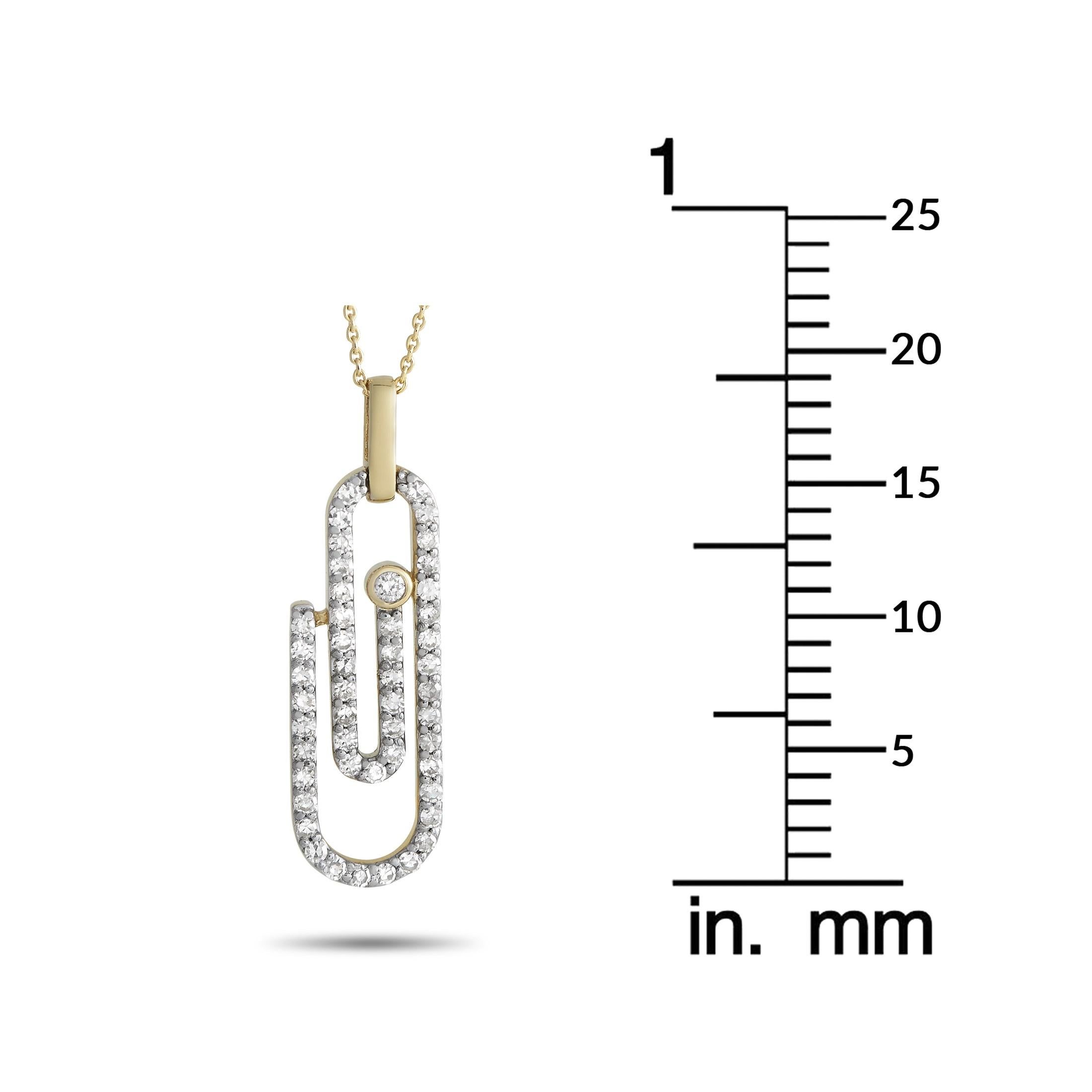 LB Exclusive 14K Yellow Gold 0.33ct Diamond Paperclip Necklace In New Condition In Southampton, PA
