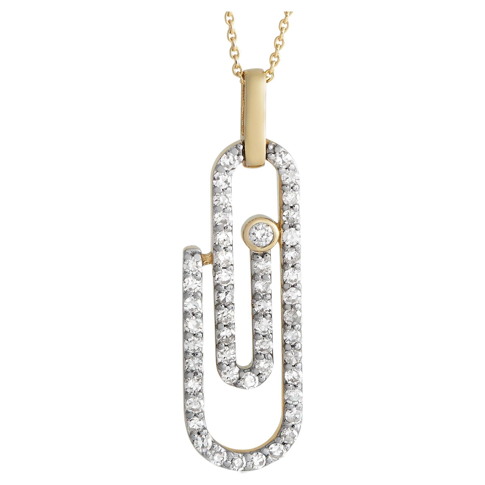 LB Exclusive 14K Yellow Gold 0.33ct Diamond Paperclip Necklace