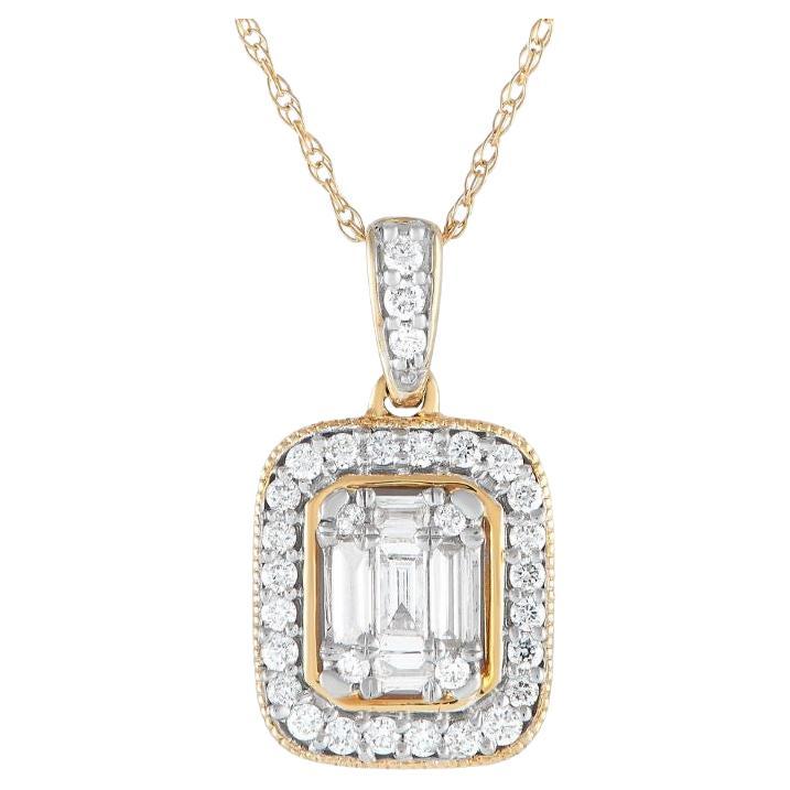LB Exclusive 14k Yellow Gold 0.33 Carat Diamond Pendant Necklace For