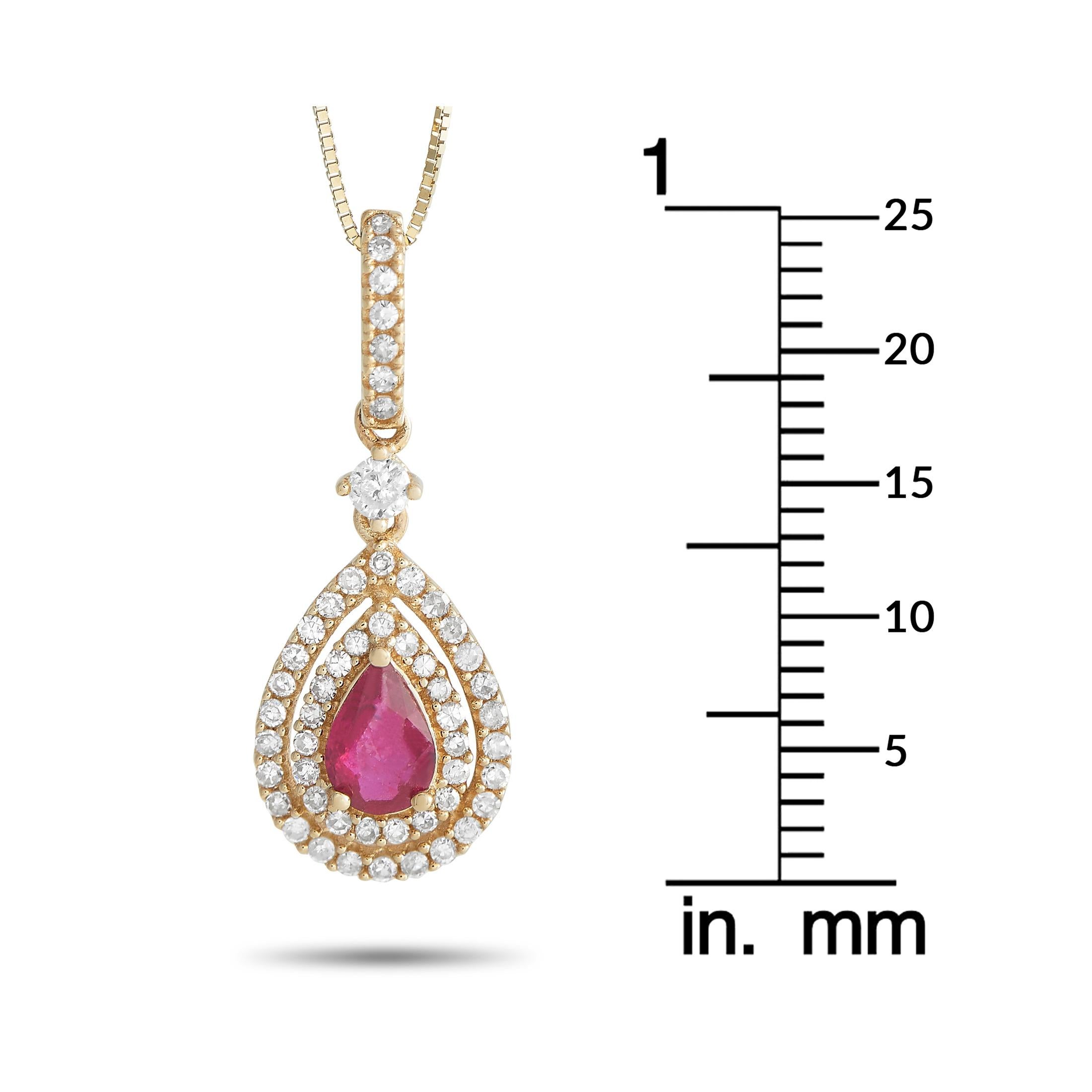 LB Exclusive 14K Gelbgold 0,33ct Diamant & Rubin Anhänger Halskette PD4-15795YRU im Zustand „Neu“ in Southampton, PA