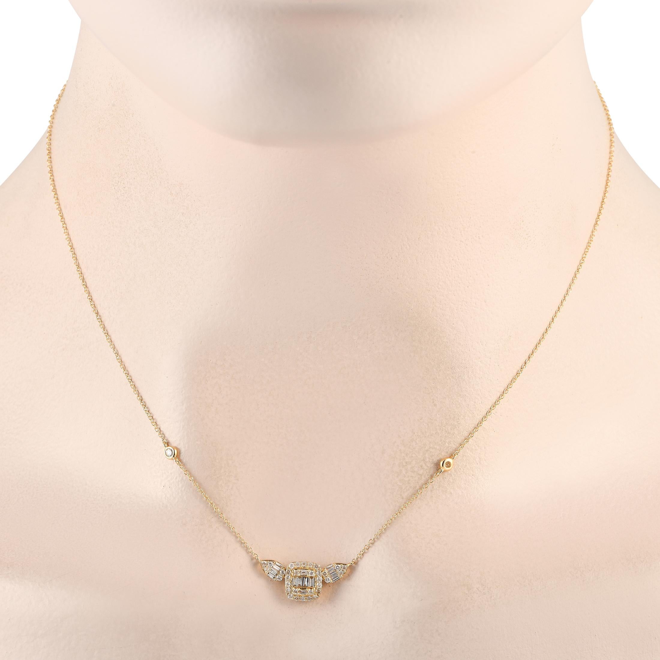 LB Exclusive 14K Yellow Gold 0.35ct Diamond Cluster Necklace PN14816 In New Condition For Sale In Southampton, PA