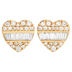 LB Exclusive, boucles d'oreilles cœurs en or jaune 14 carats avec diamants 0,35 carat ER27896
