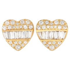 LB Exclusive Boucles d'oreilles cœur en or jaune 14 carats 0,35 ct de diamant