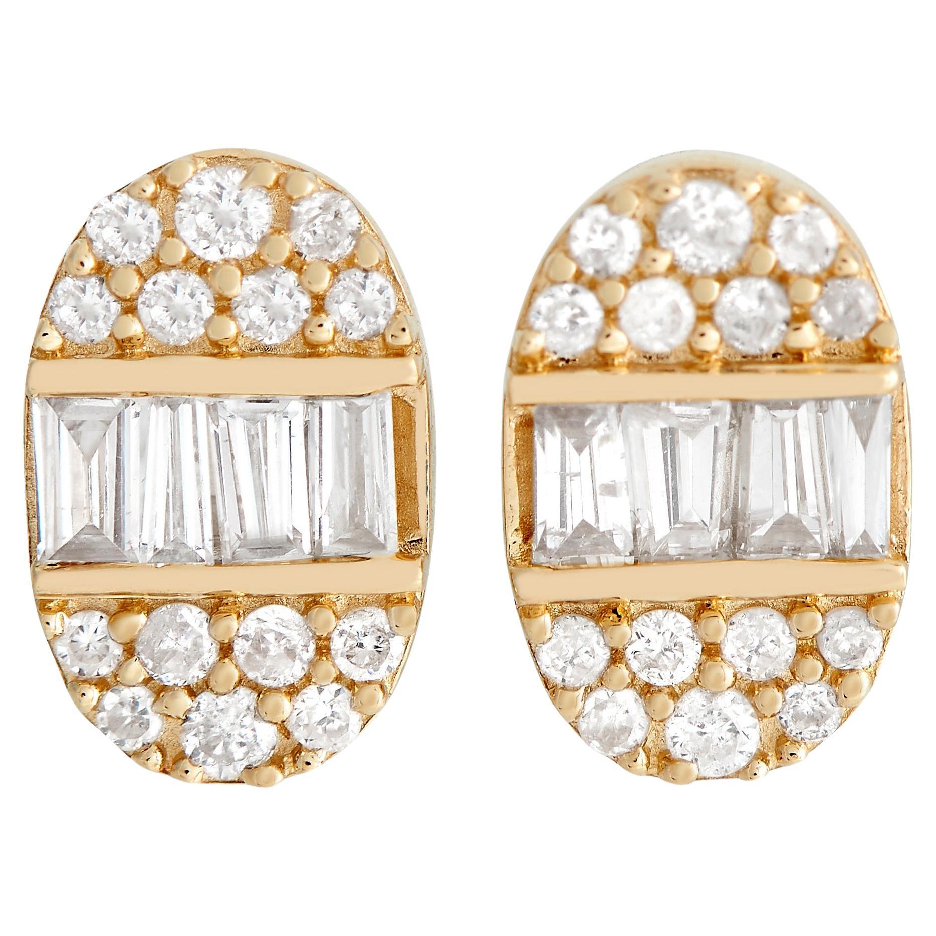 LB Exclusive 14K Yellow Gold 0.35ct Diamond Oval Earrings ER28089