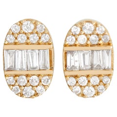 LB Exclusive 14K Yellow Gold 0.35ct Diamond Oval Earrings ER28089