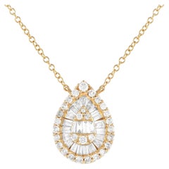 LB Exclusive 14K Yellow Gold 0.35ct Diamond Teardrop Cluster Necklace PN14720