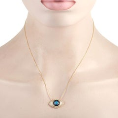 LB Exclusive 14K Yellow Gold 0.40 Ct Diamond Evil Eye Necklace