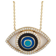 LB Exklusive Halskette, Evil Eye, 14 Karat Gelbgold 0,40 Karat Diamant