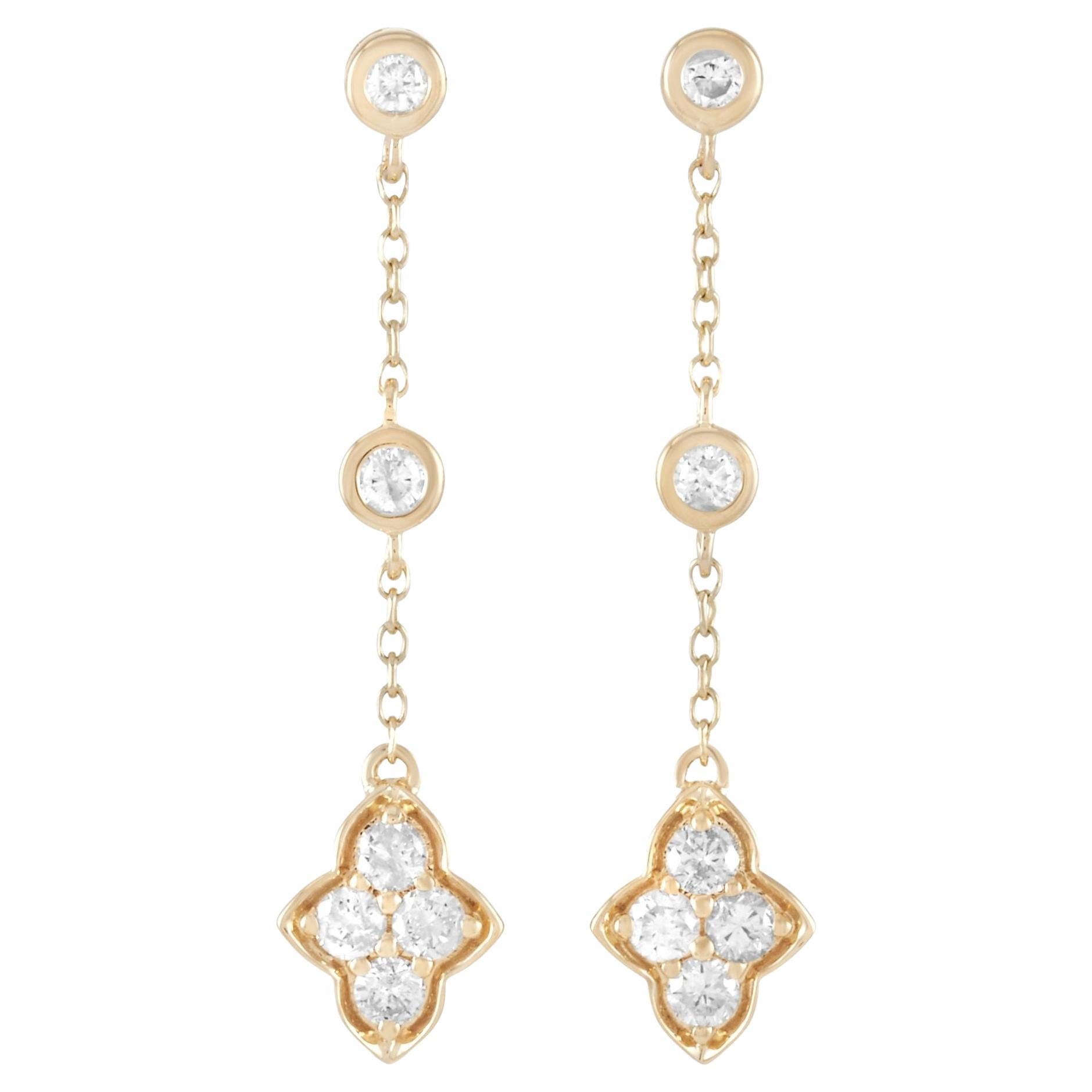 LB Exclusive 14k Yellow Gold 0.40 Carat Diamond Dangle Earrings