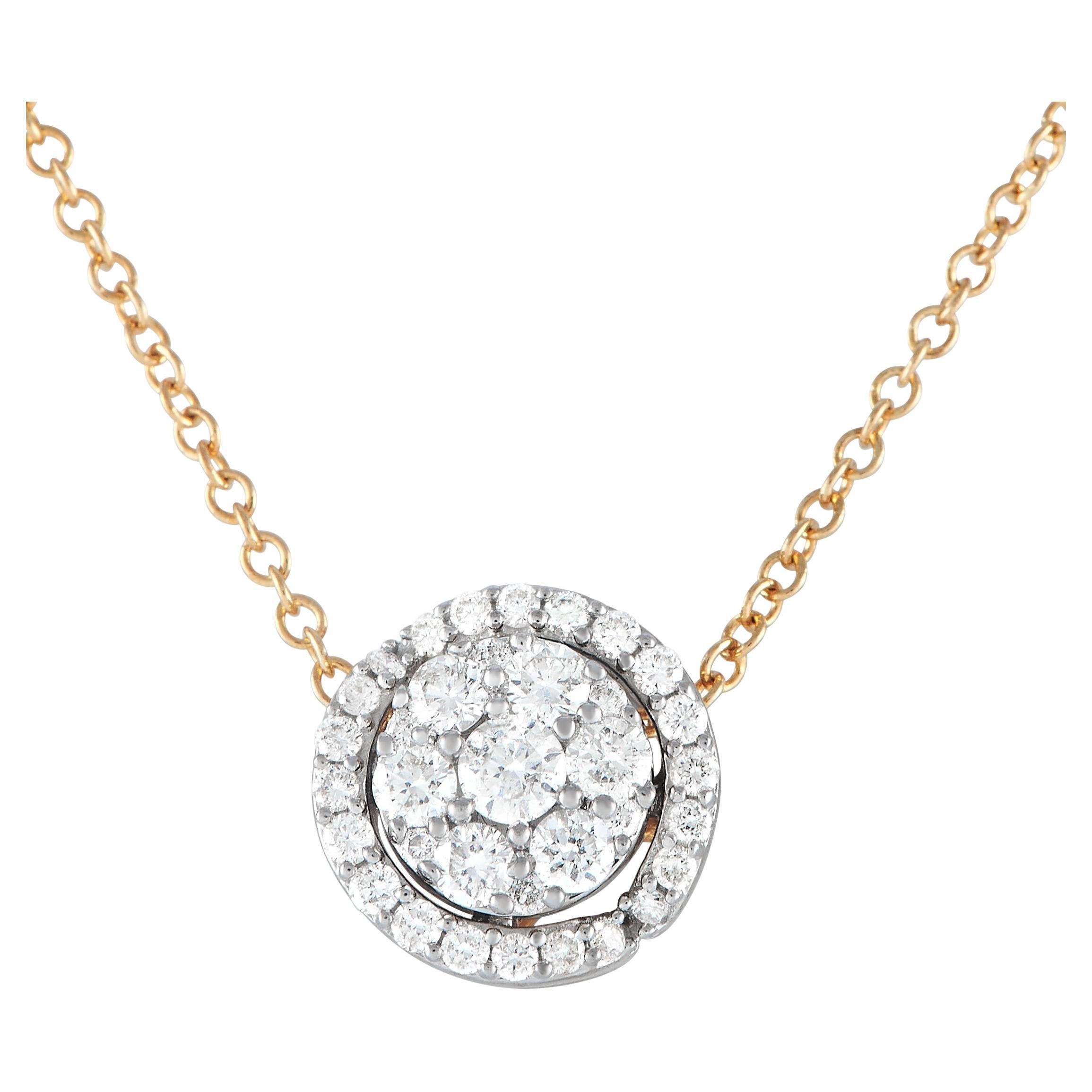 Collana con ciondolo di diamanti da 0,40 carati in oro giallo 14k LB Exclusive